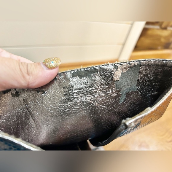 Sam Edelman Silver Snakeskin Heeled Boots - Picture 8 of 16